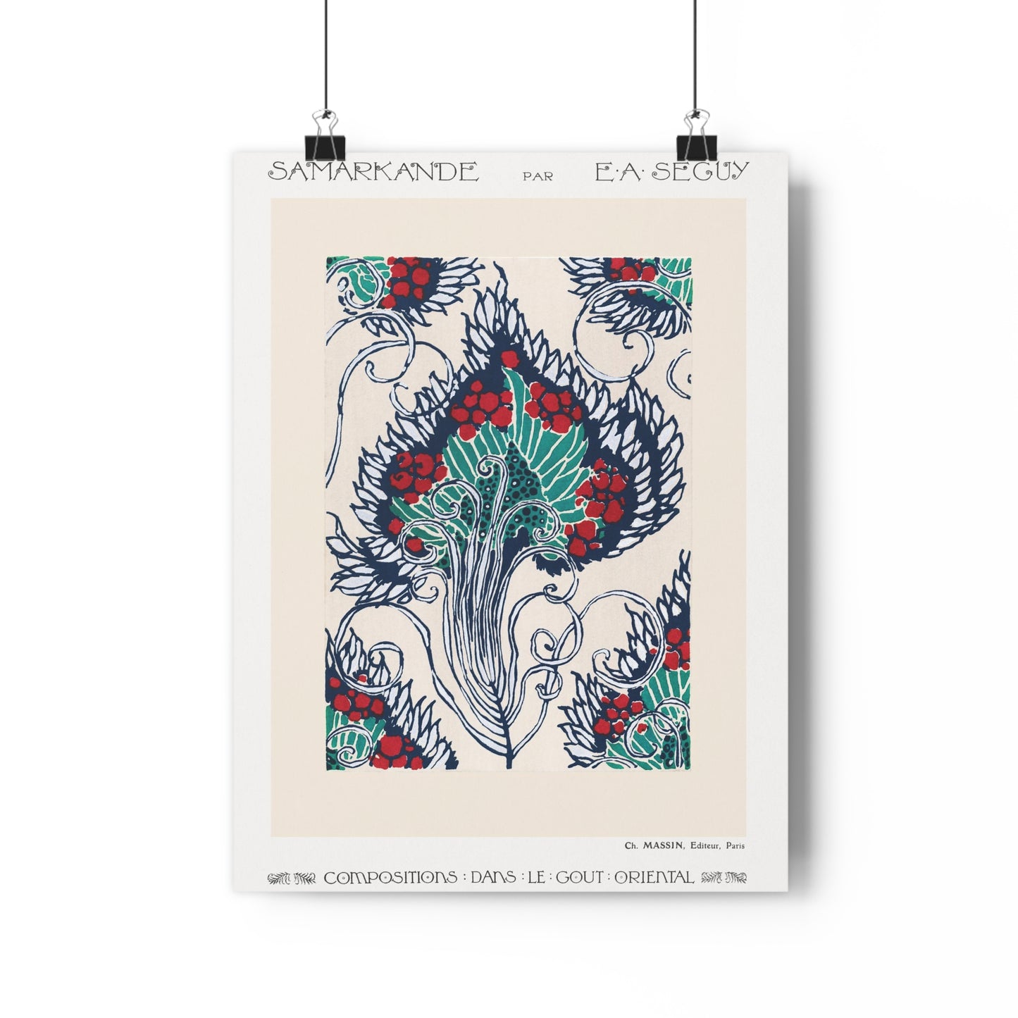 Botanical Pochoir Pattern in Art Nouveau (Samarkand: 20 Color Compositions in the Oriental Style) by E. A. SéguyGiclée Art Print