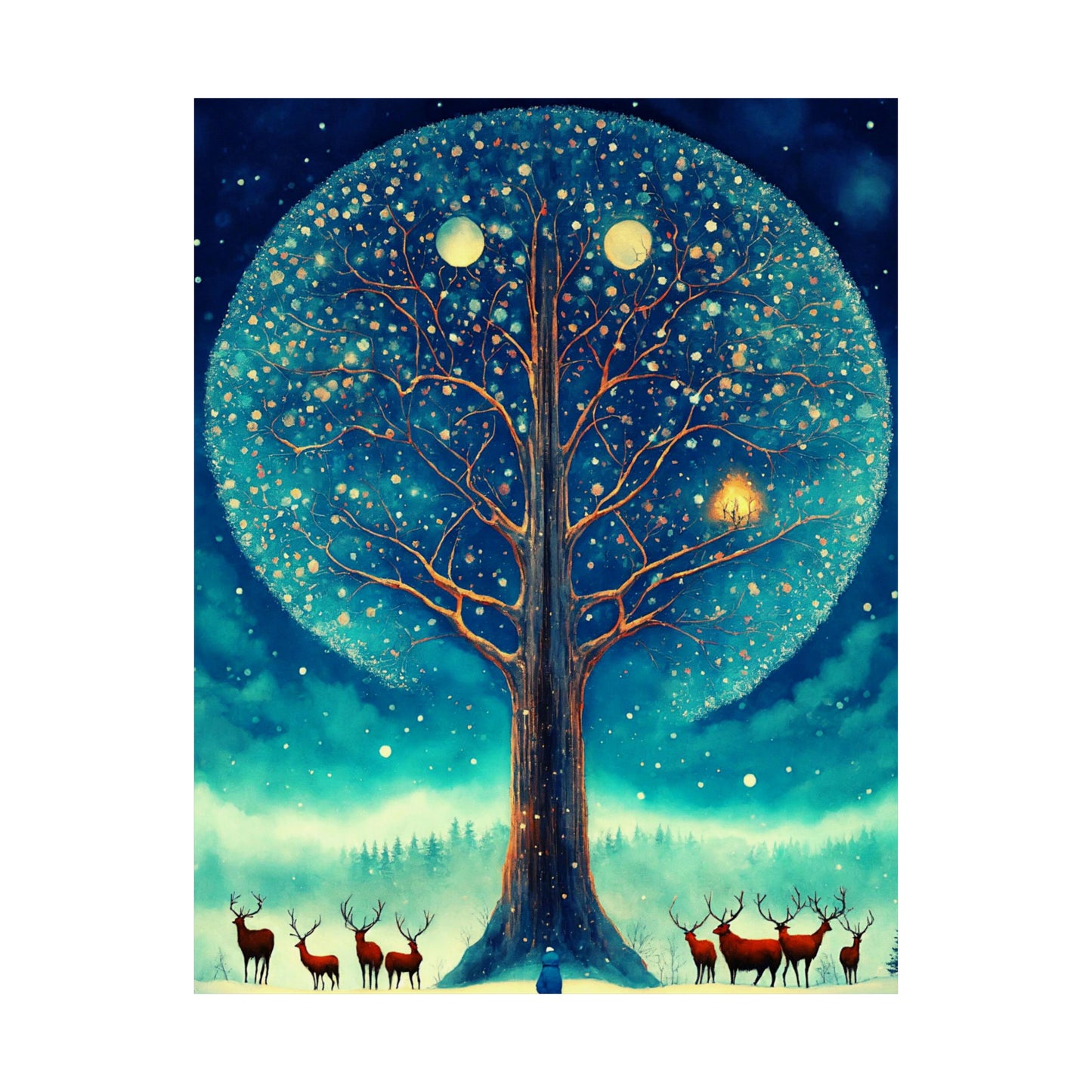 Snowy Midnight at Firefly Tree Matte Vertical Posters