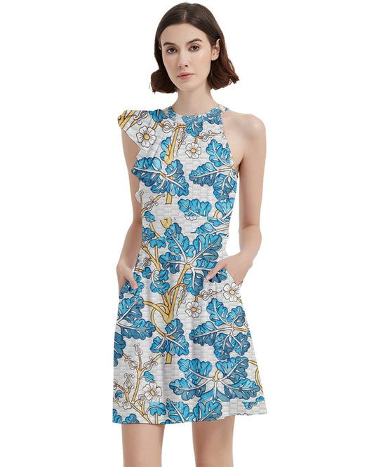 Geranium sauvage (geranium) from La Plante et ses Applications ornementales (1896) illustrated by Maurice Pillard Verneuil. Cocktail Party Halter Sleeveless Dress With Pockets