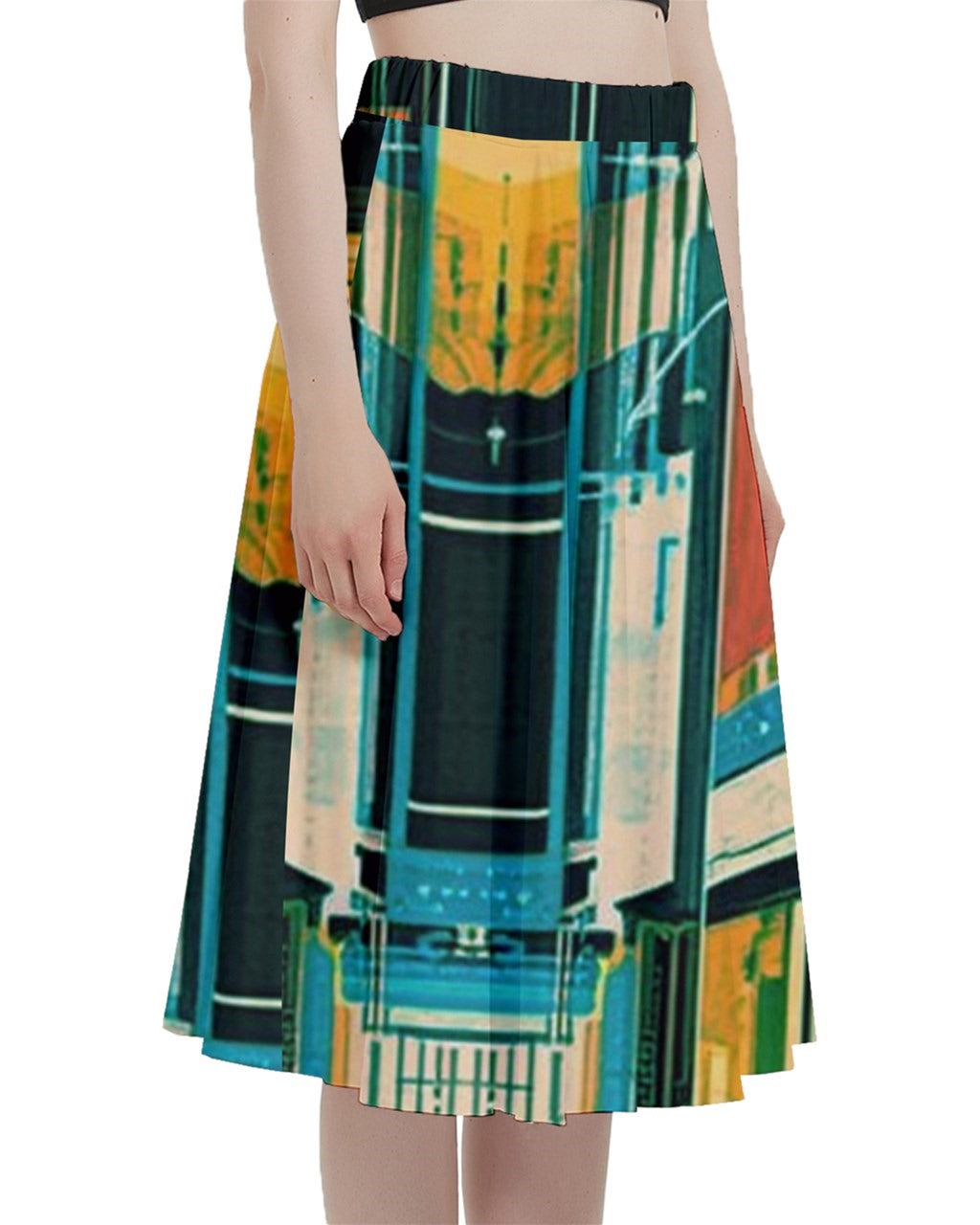 Blue Algae Station A-Line Full Circle Midi Skirt With Pocket