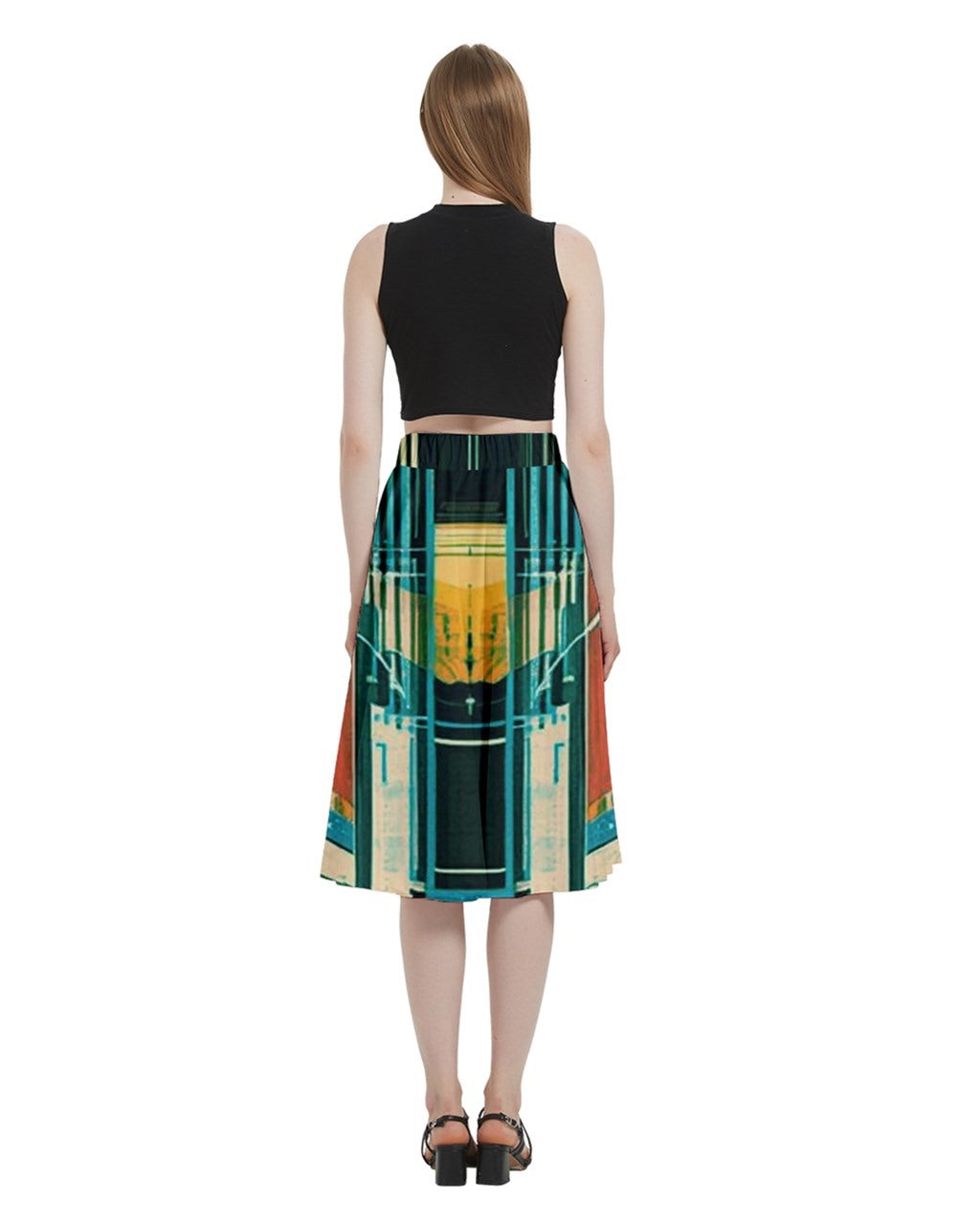 Blue Algae Station A-Line Full Circle Midi Skirt With Pocket