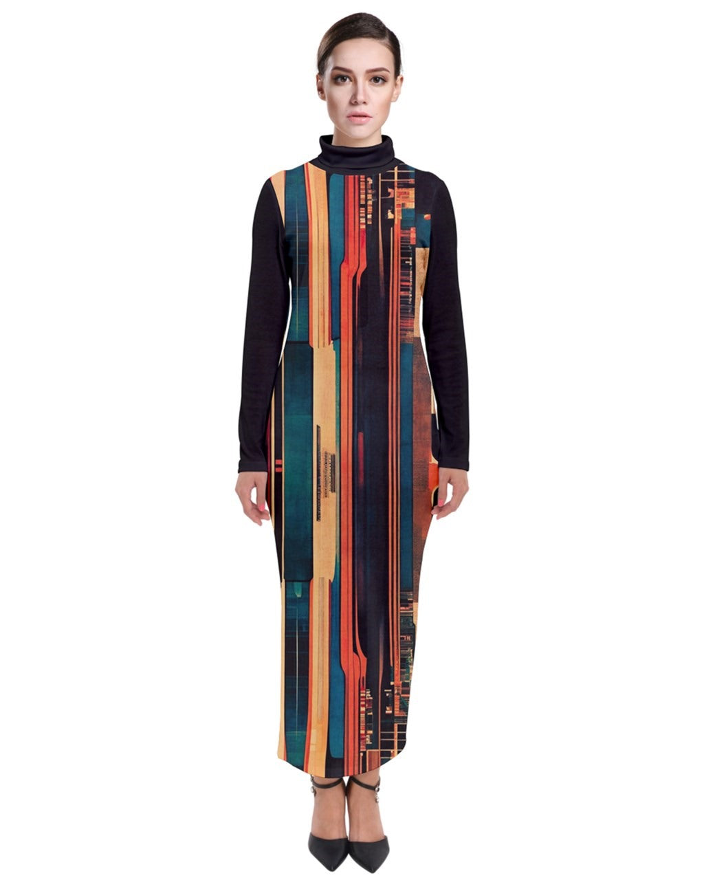 Jewel Earth Turtleneck Maxi Dress