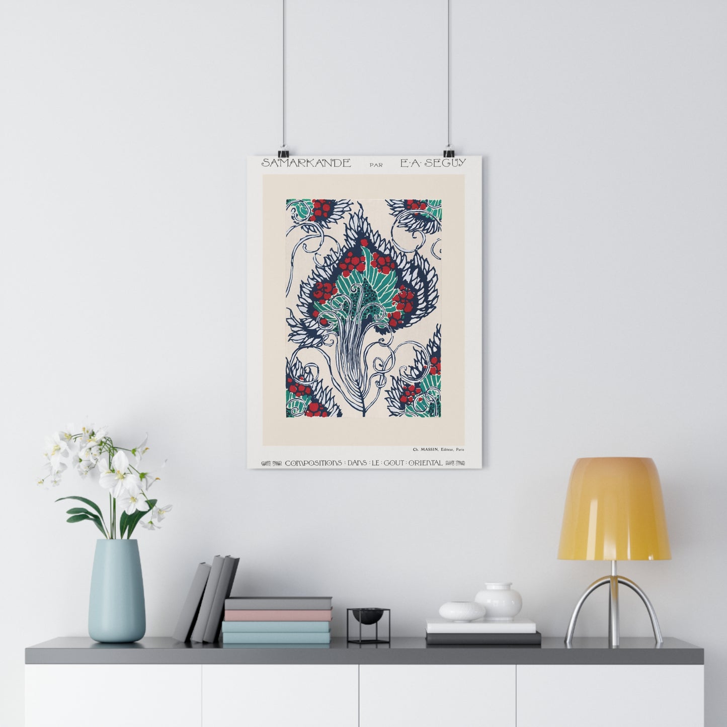Botanical Pochoir Pattern in Art Nouveau (Samarkand: 20 Color Compositions in the Oriental Style) by E. A. SéguyGiclée Art Print