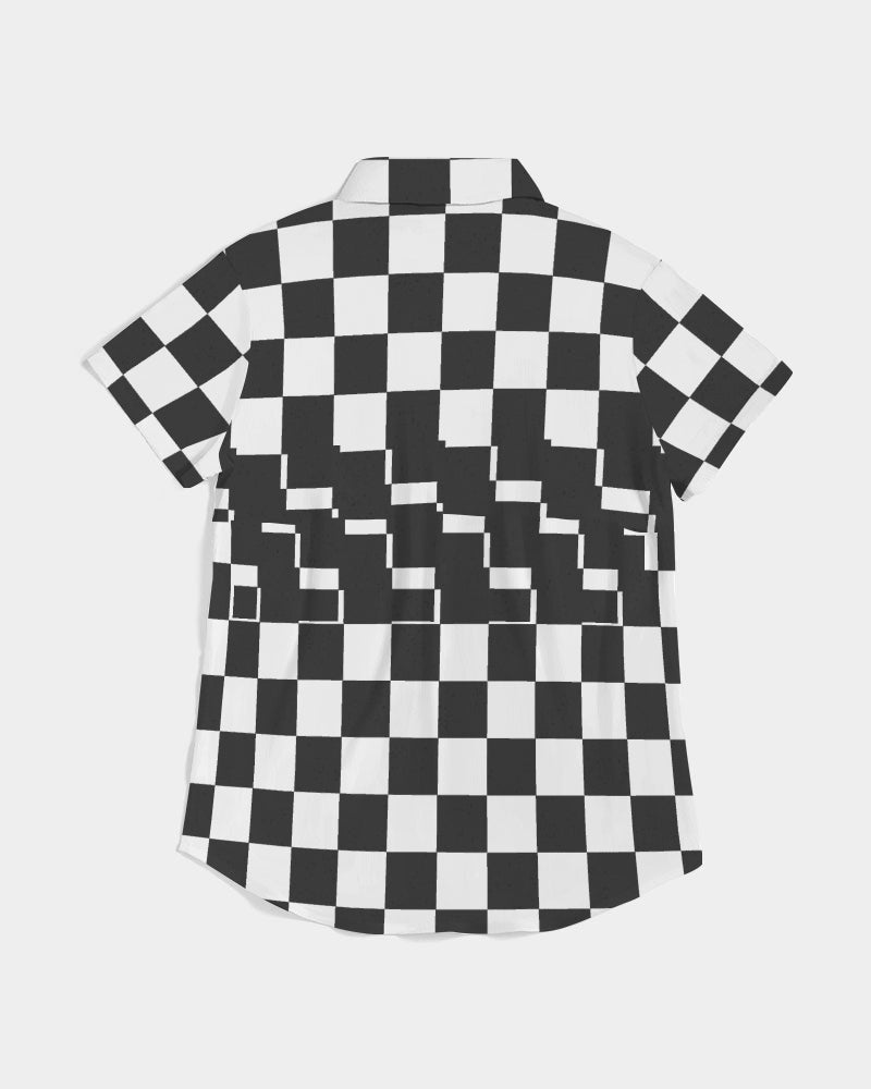 Checkin for Me Women's All-Over Print Short Sleeve Button Up