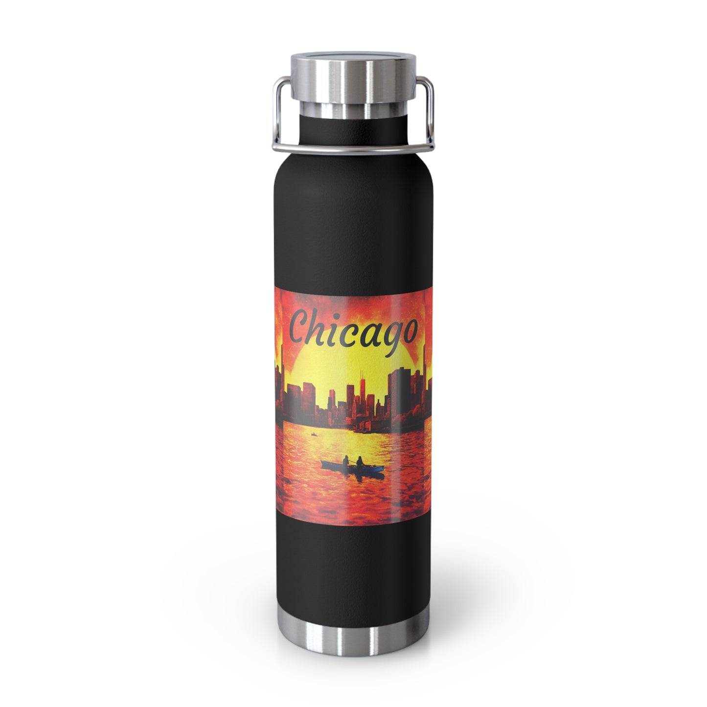 Chicago Skyline Sunset Copper Vacuum Insulated Bottle, 22oz