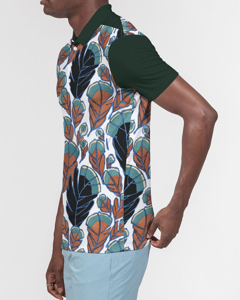Falling Leaves Men's All-Over Print Slim Fit Short Sleeve Polo