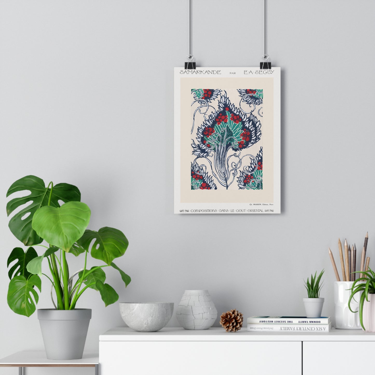 Botanical Pochoir Pattern in Art Nouveau (Samarkand: 20 Color Compositions in the Oriental Style) by E. A. SéguyGiclée Art Print
