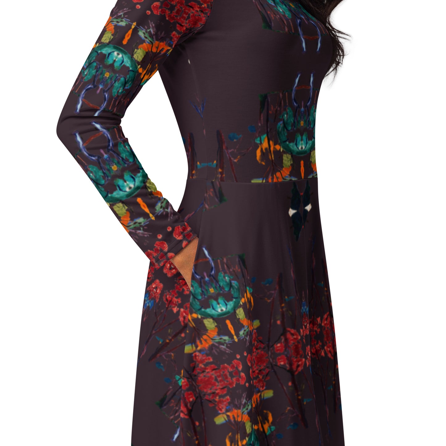 Painted Life long sleeve midi dress