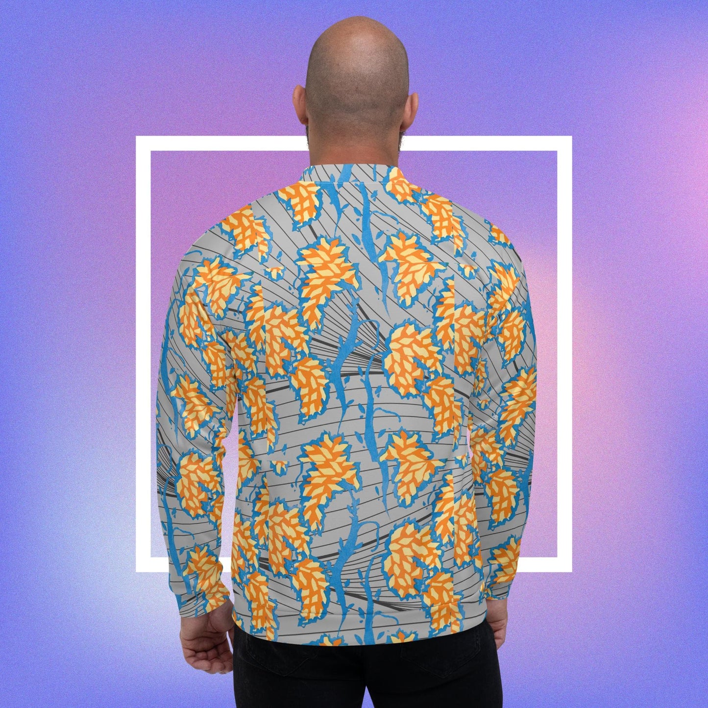 Orange Waves Unisex Bomber Jacket