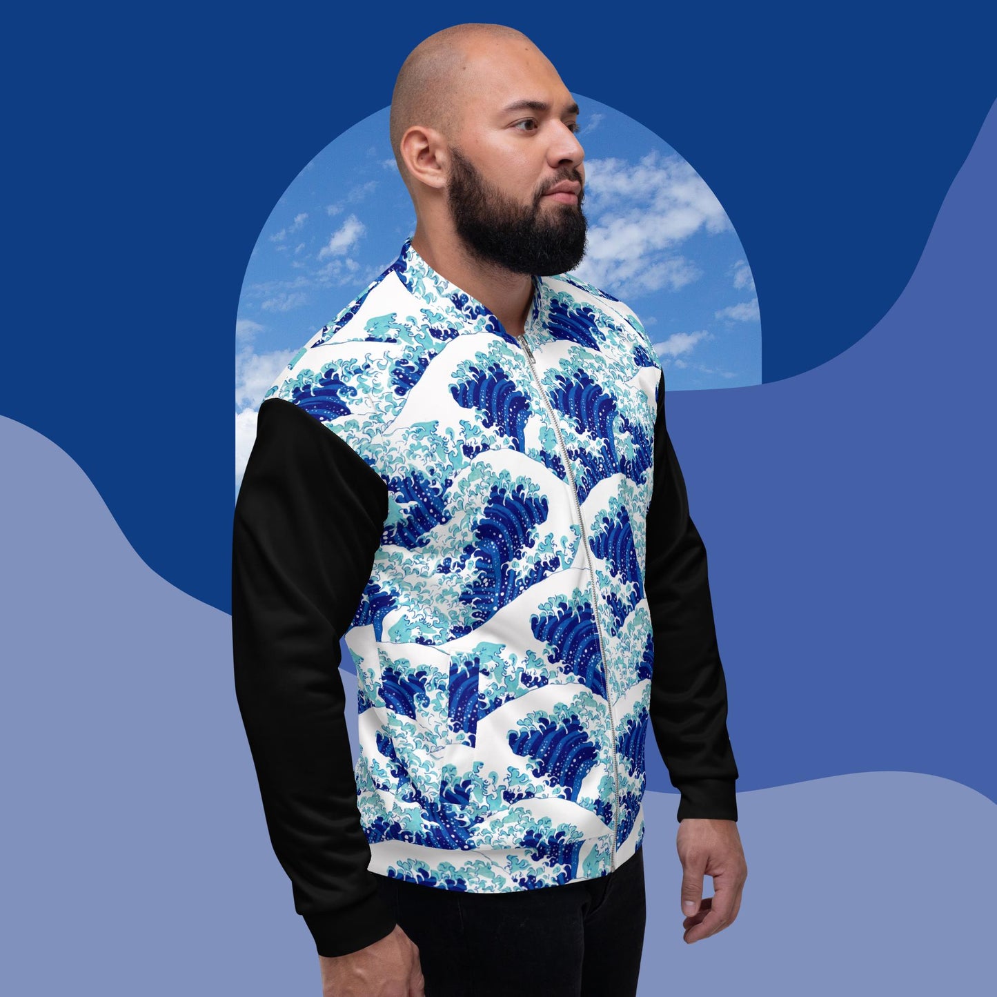 Blue Waves Unisex Bomber Jacket