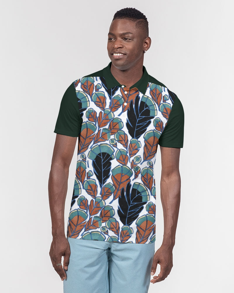 Falling Leaves Men's All-Over Print Slim Fit Short Sleeve Polo