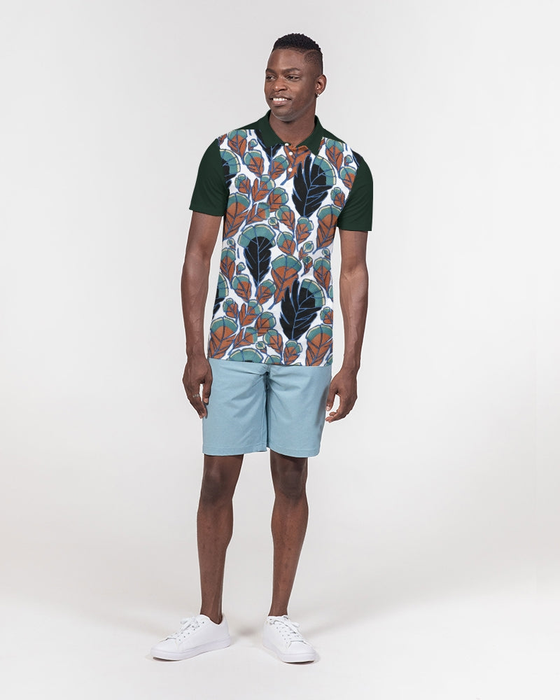 Falling Leaves Men's All-Over Print Slim Fit Short Sleeve Polo