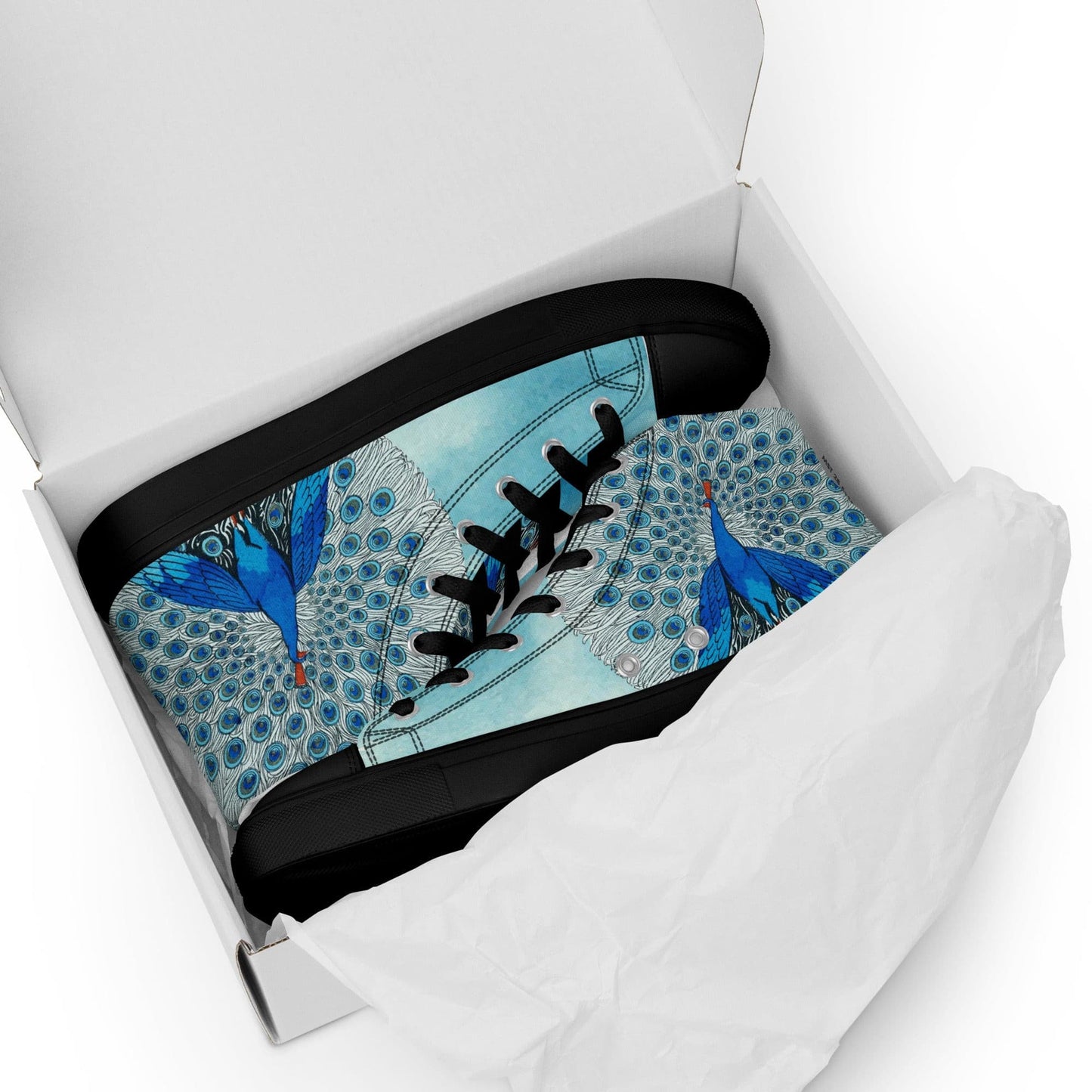Peacock Eyes (1924) print high top canvas shoes(Men's sizing)