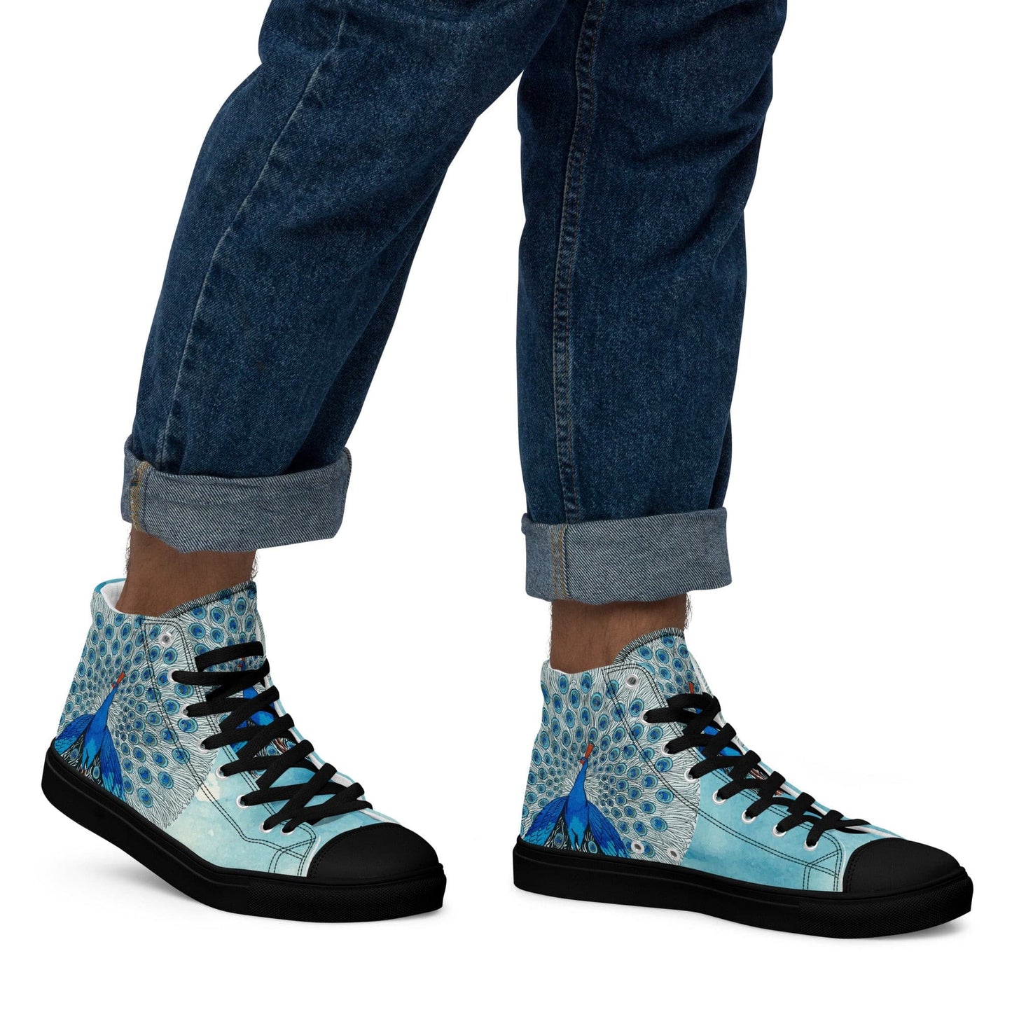 Peacock Eyes (1924) print high top canvas shoes(Men's sizing)