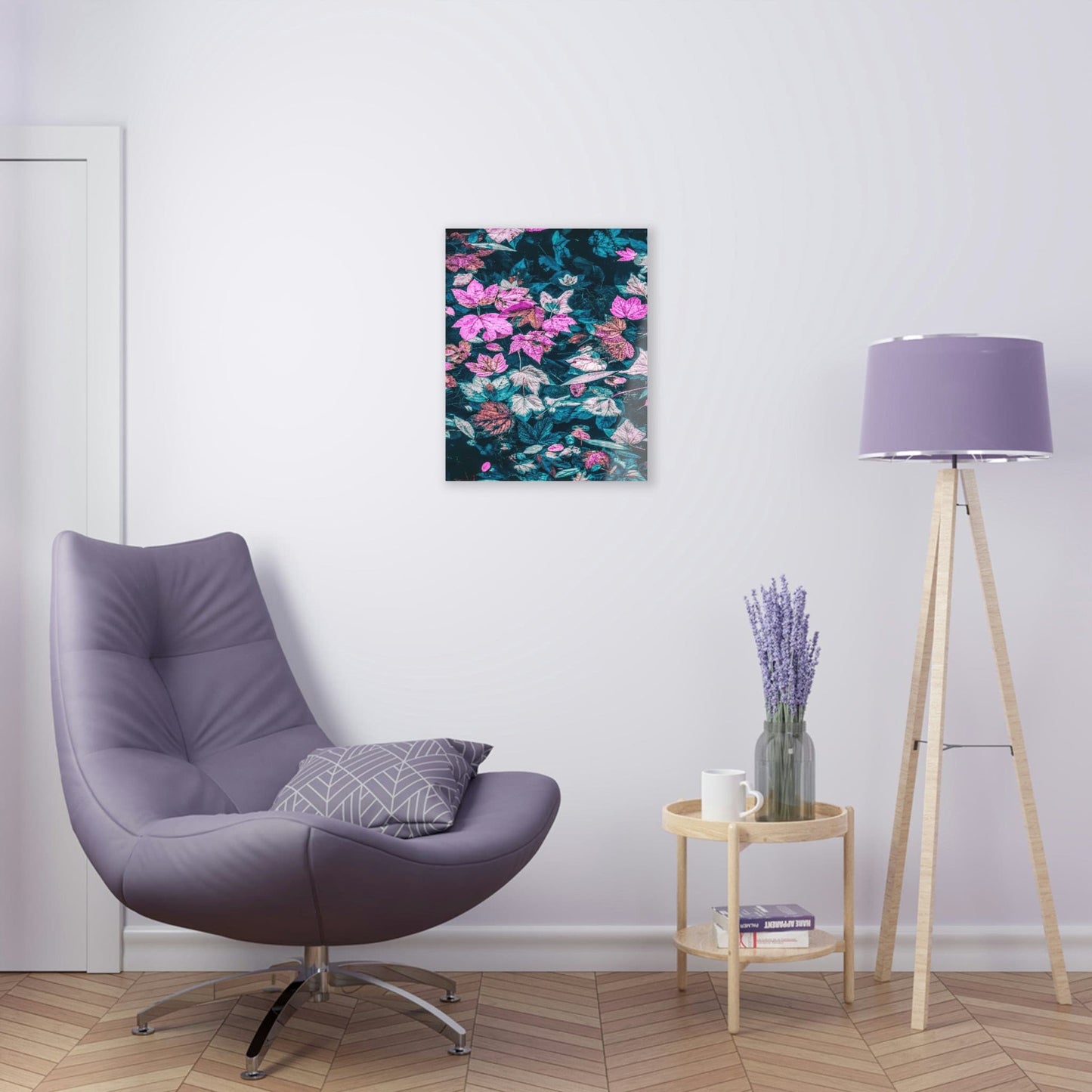 Fall Leaves in Teal Acrylic Print