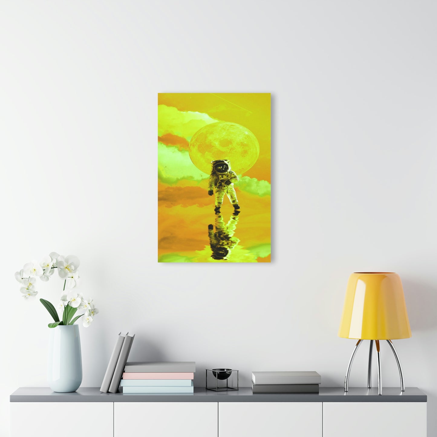 Space to Myself Astronaut in Yellow Acrylic Prints (French Cleat Hanging)