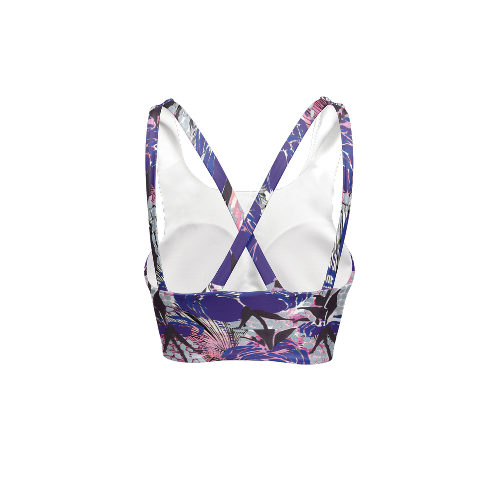 Blu Blossoms Racerback Sports Bra-Butter Soft Texture