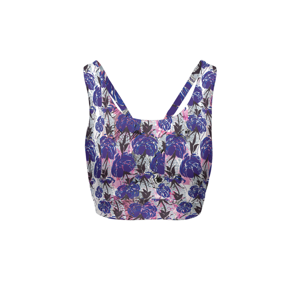 Blu Blossoms Racerback Sports Bra-Butter Soft Texture