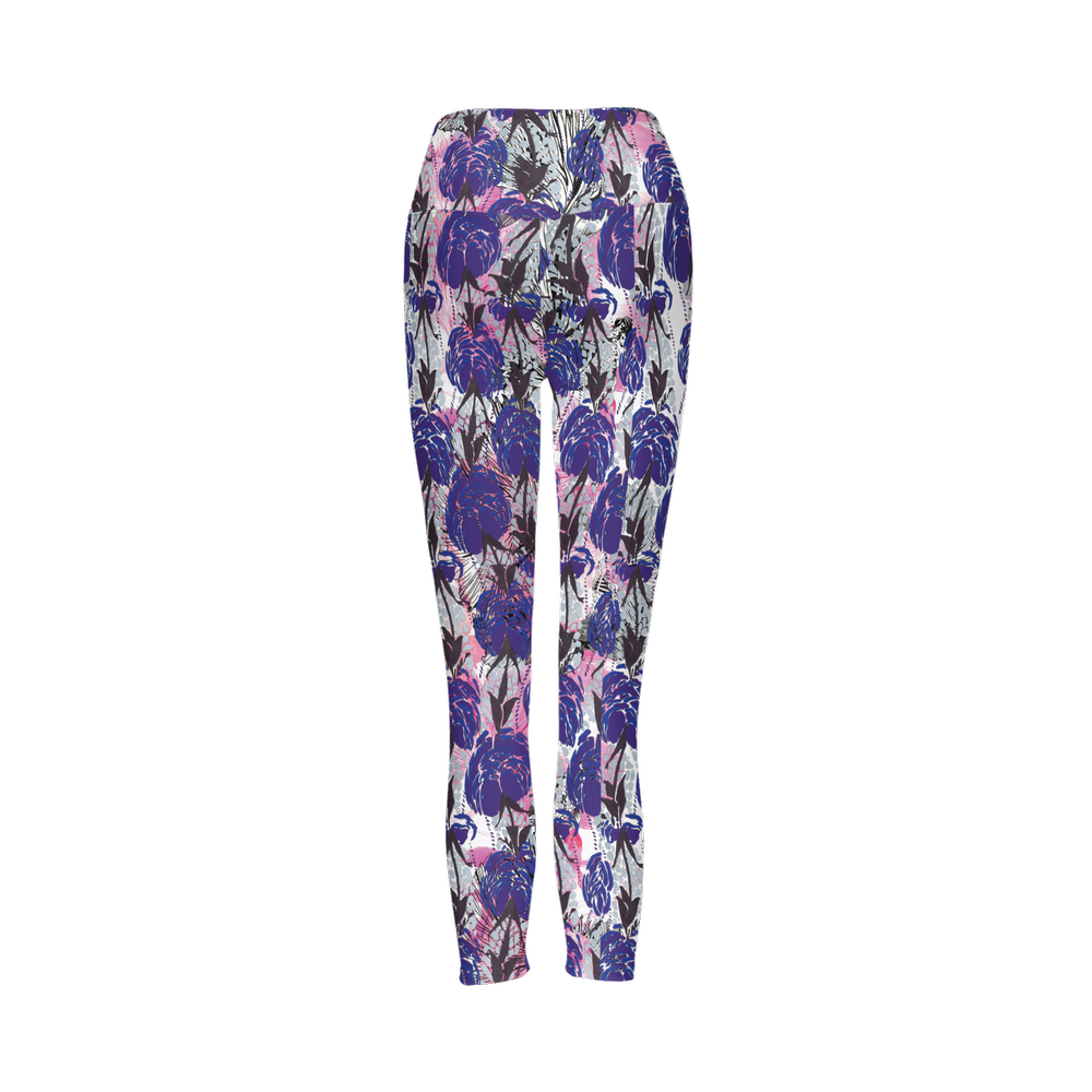 Blu Blossoms High-Rise Leggings-Cloud-Like