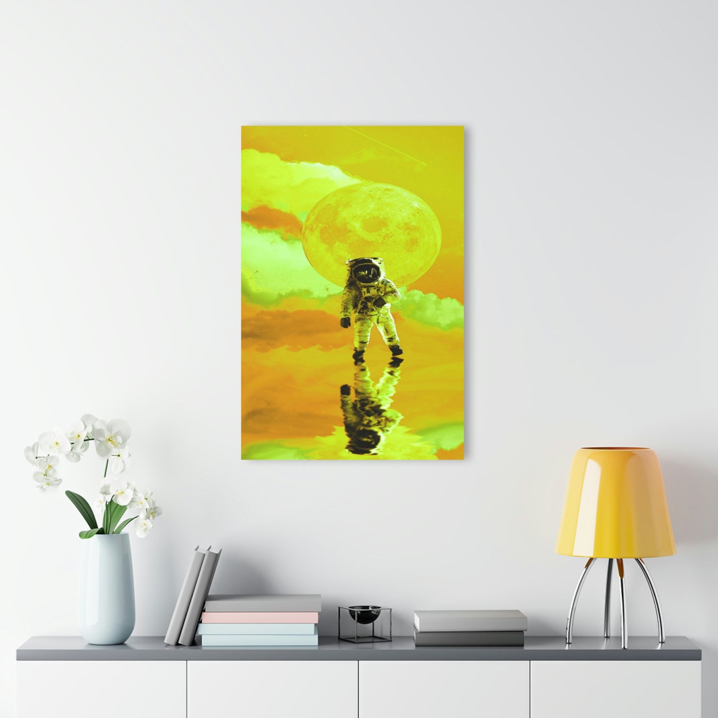 Space to Myself Astronaut in Yellow Acrylic Prints (French Cleat Hanging)