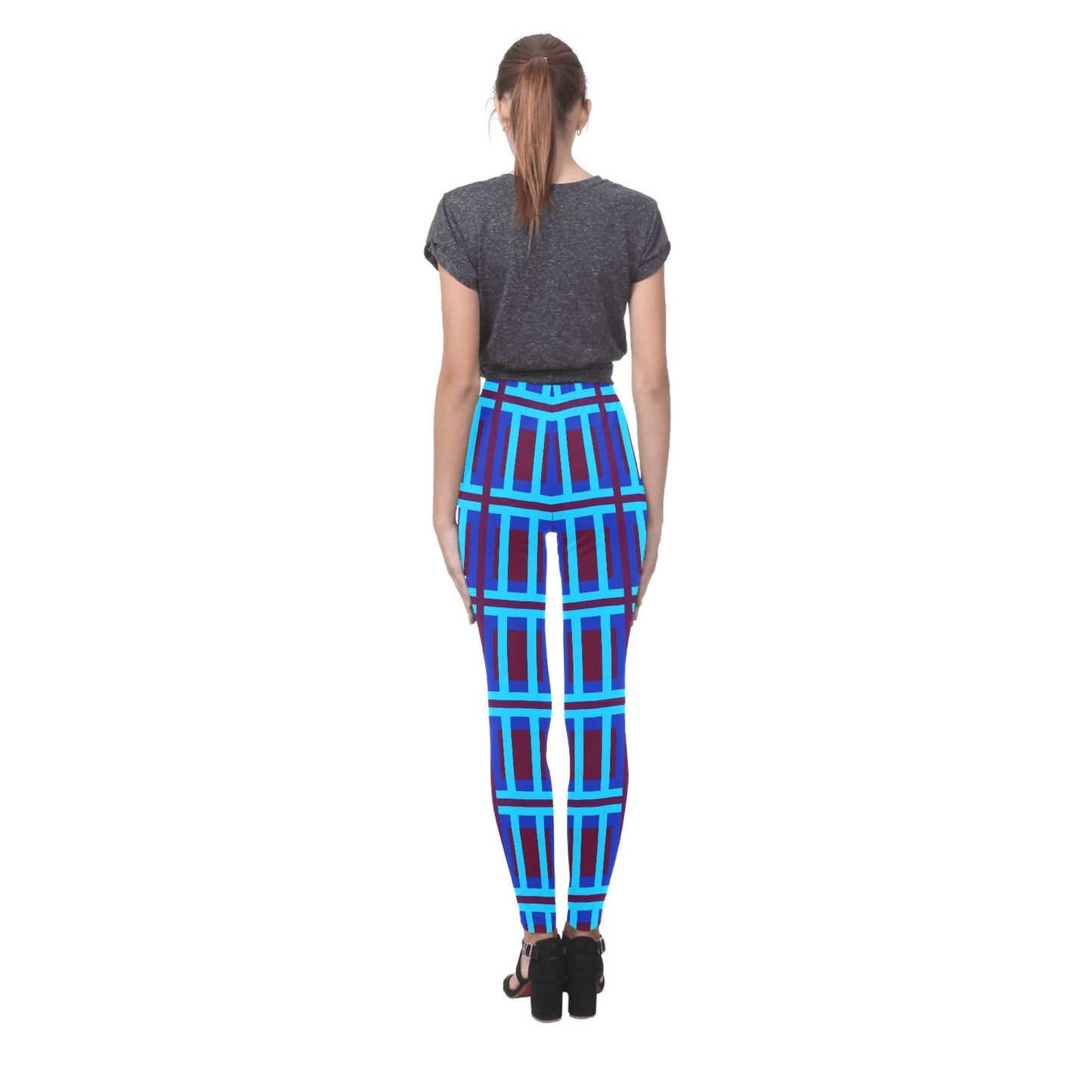 Blue Brown Snapback Leggings
