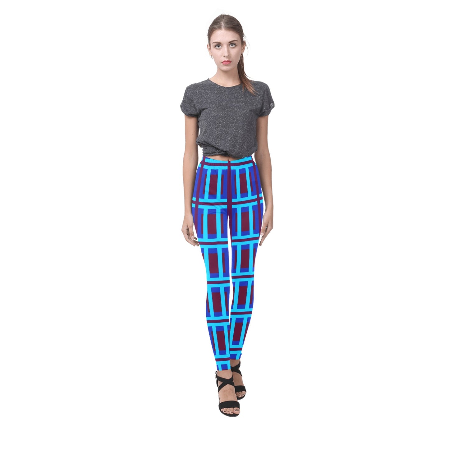 Blue Brown Snapback Leggings