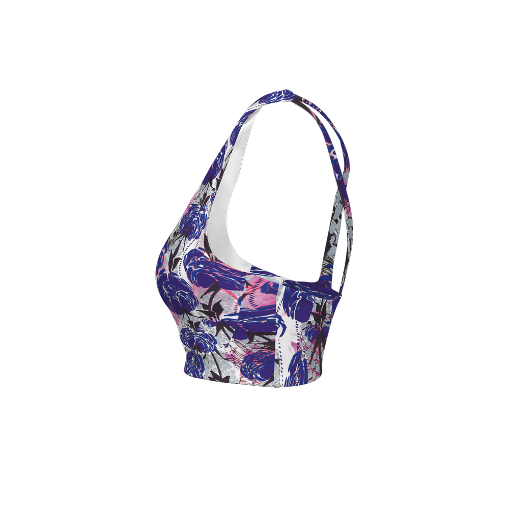 Blu Blossoms Racerback Sports Bra-Butter Soft Texture