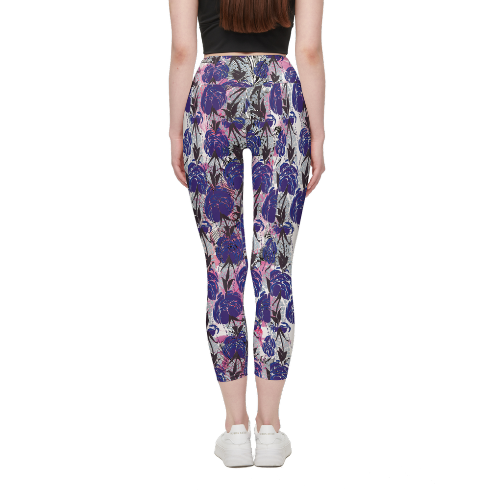 Blu Blossoms High-Rise Leggings-Cloud-Like