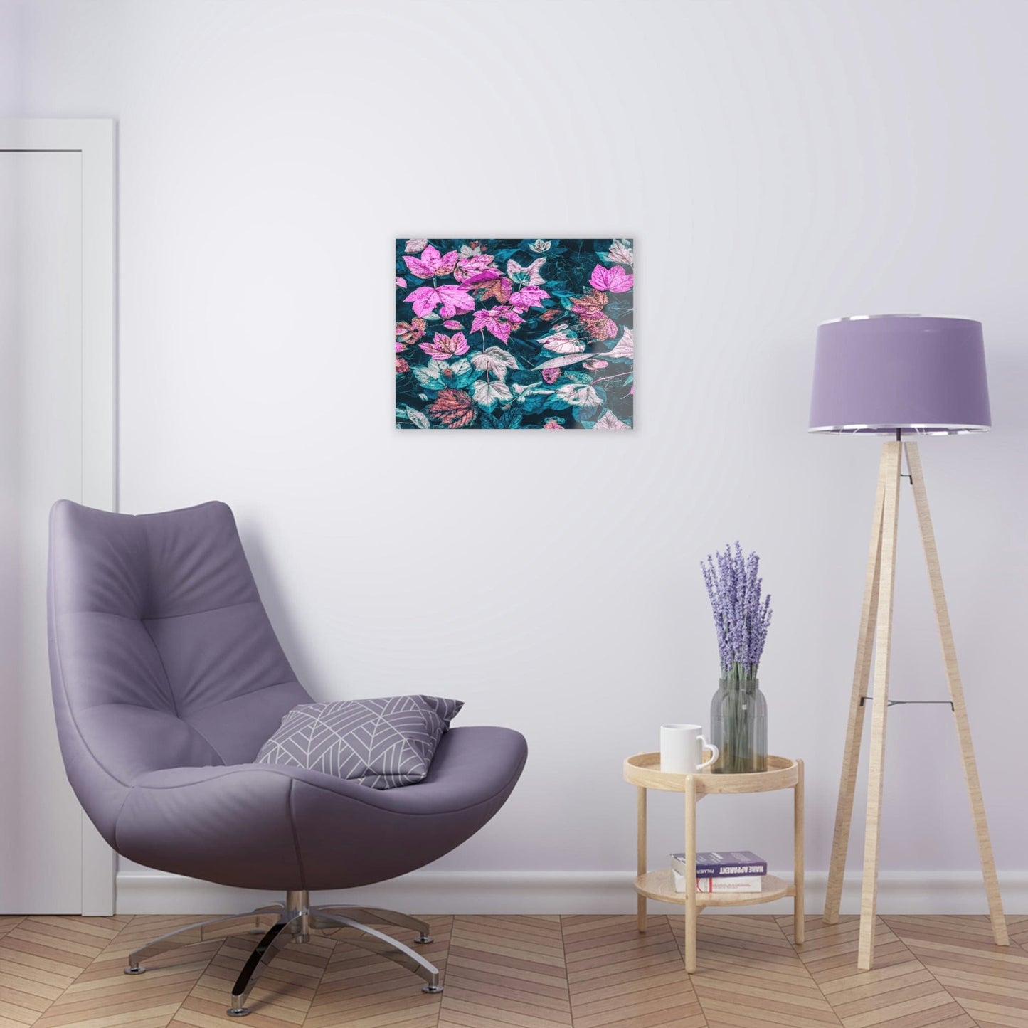Fall Leaves in Teal Acrylic Print