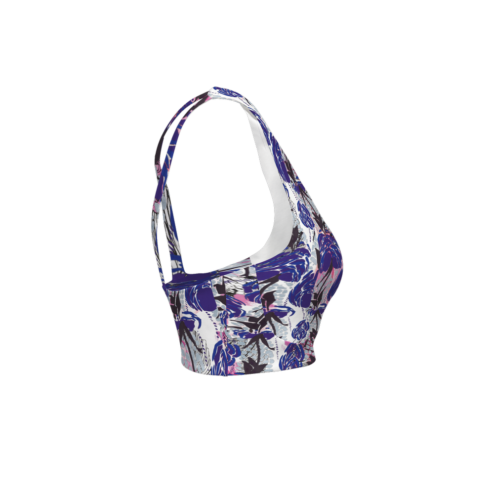 Blu Blossoms Racerback Sports Bra-Butter Soft Texture