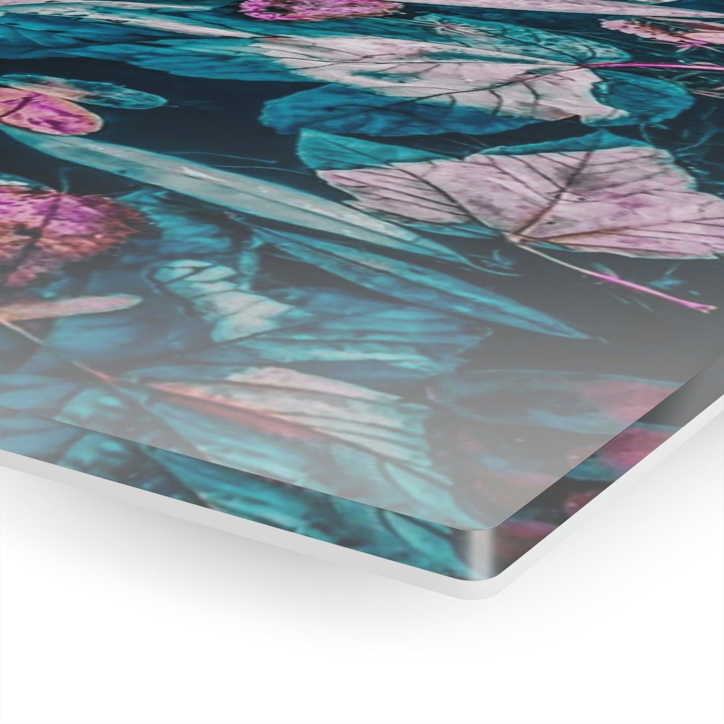 Fall Leaves in Teal Acrylic Print