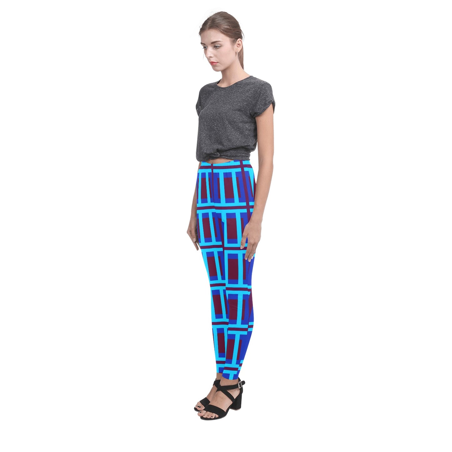 Blue Brown Snapback Leggings