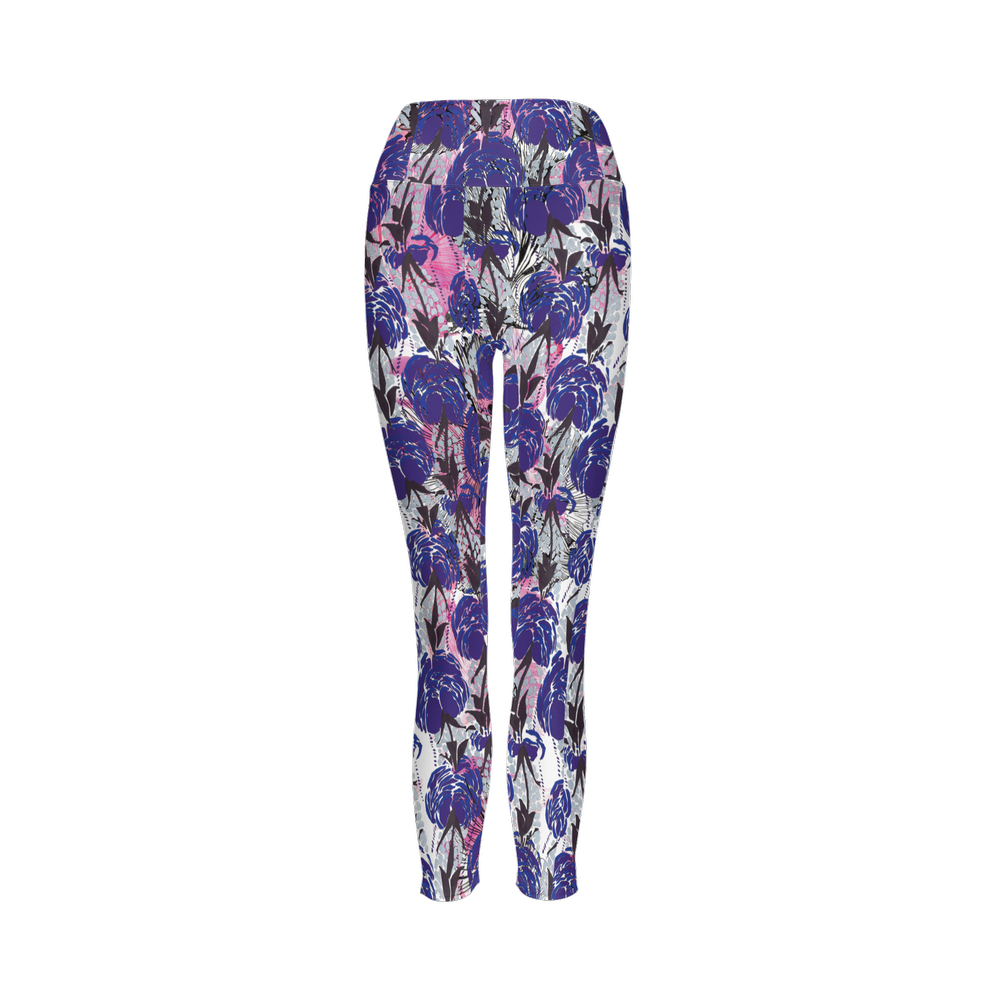 Blu Blossoms High-Rise Leggings-Cloud-Like