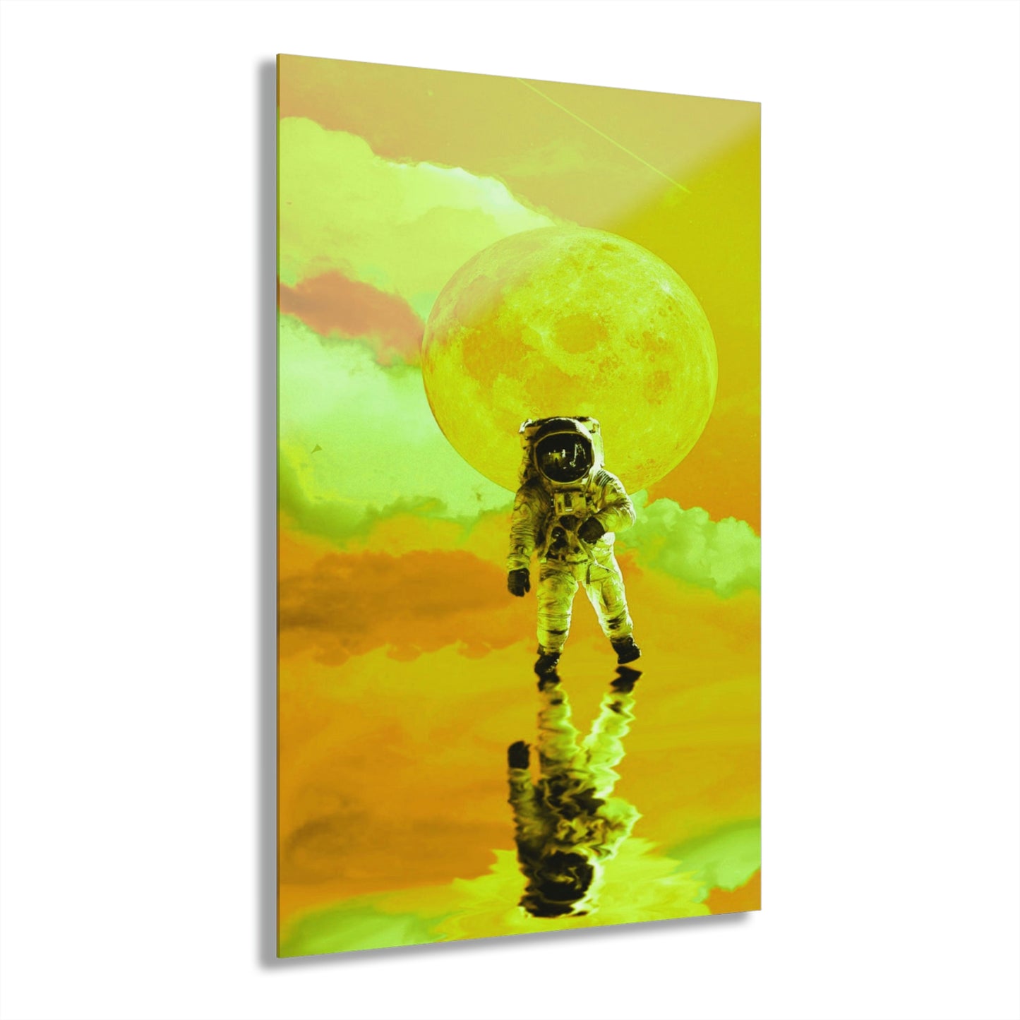 Space to Myself Astronaut in Yellow Acrylic Prints (French Cleat Hanging)
