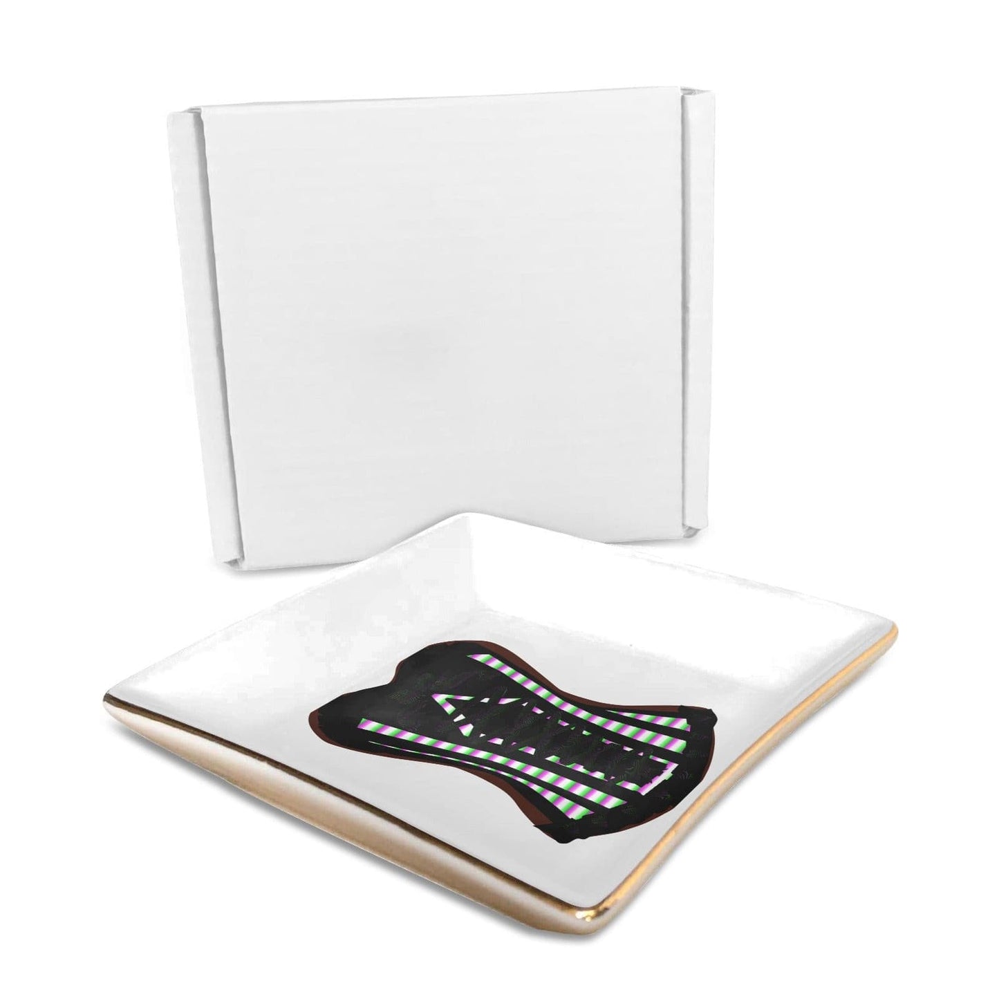 Bustier Tray Square Jewelry Tray with Golden Edge