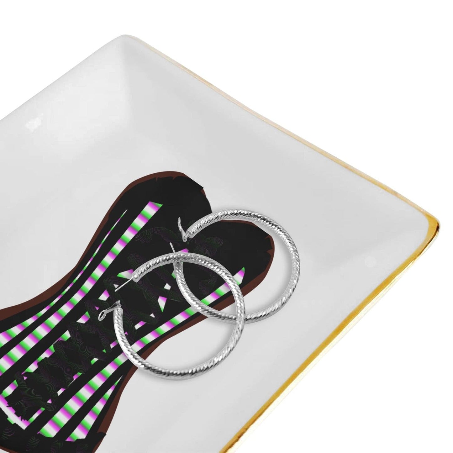 Bustier Tray Square Jewelry Tray with Golden Edge