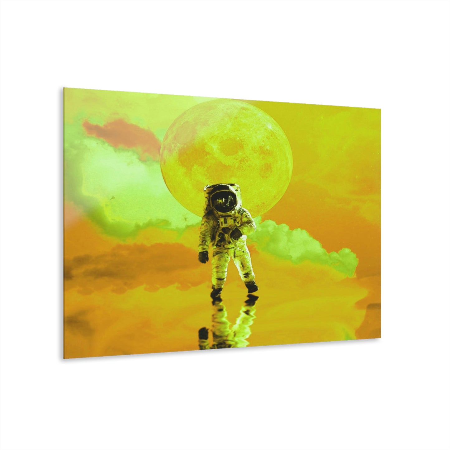 Space to Myself Astronaut in Yellow Acrylic Prints (French Cleat Hanging)