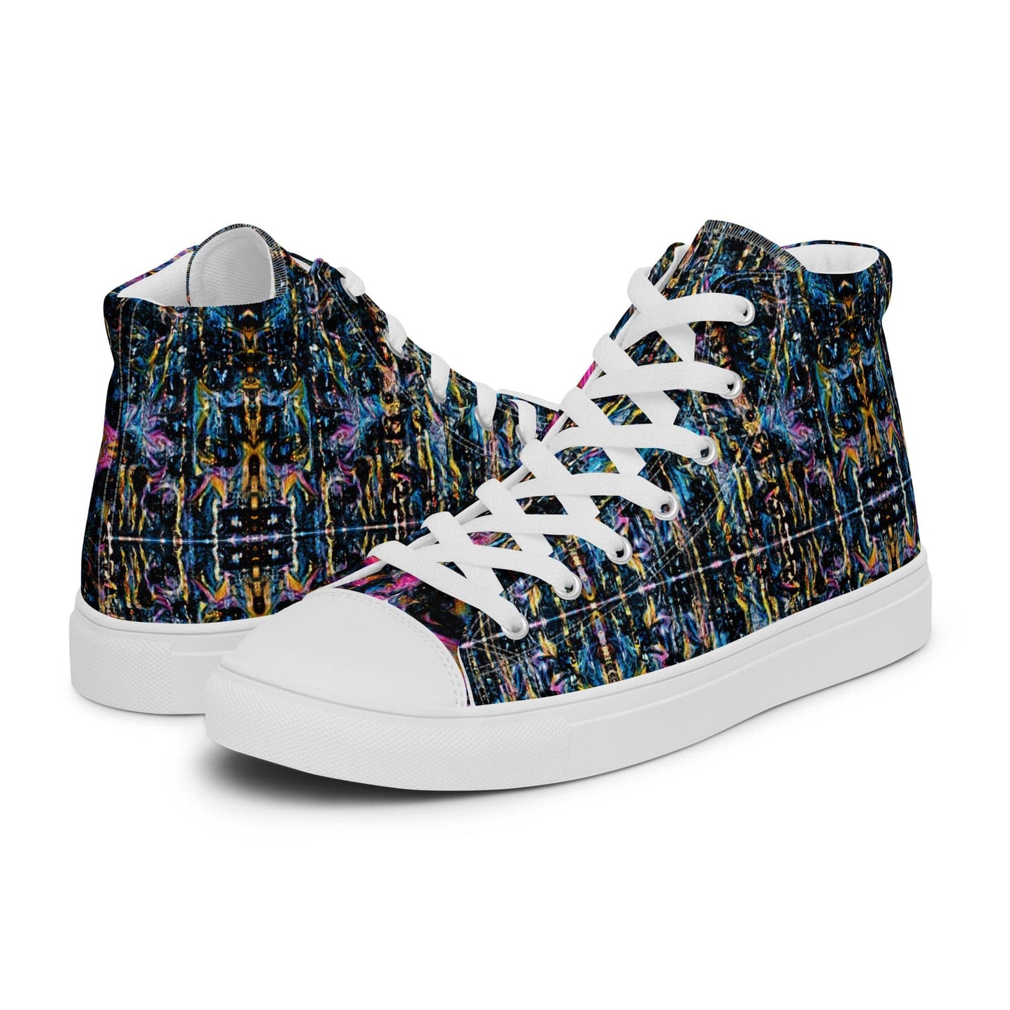 Pink Flames Dancing high top canvas shoes (Mens Sizing)