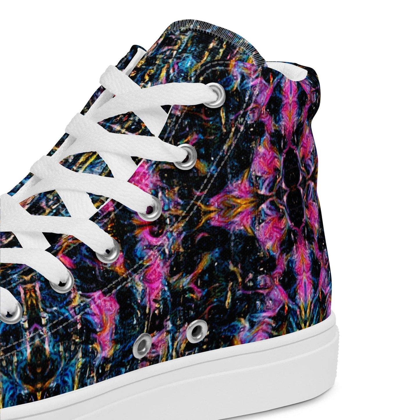 Pink Flames Dancing high top canvas shoes (Mens Sizing)