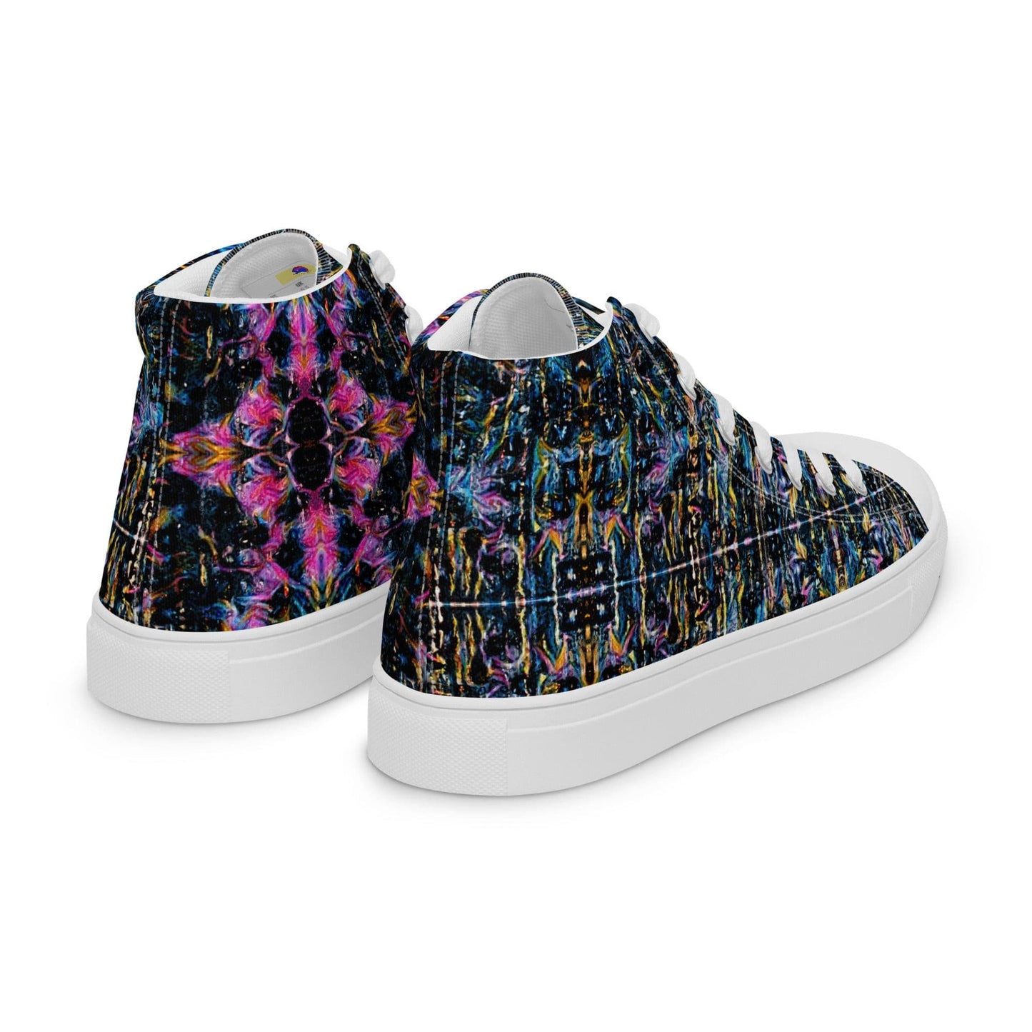 Pink Flames Dancing high top canvas shoes (Mens Sizing)