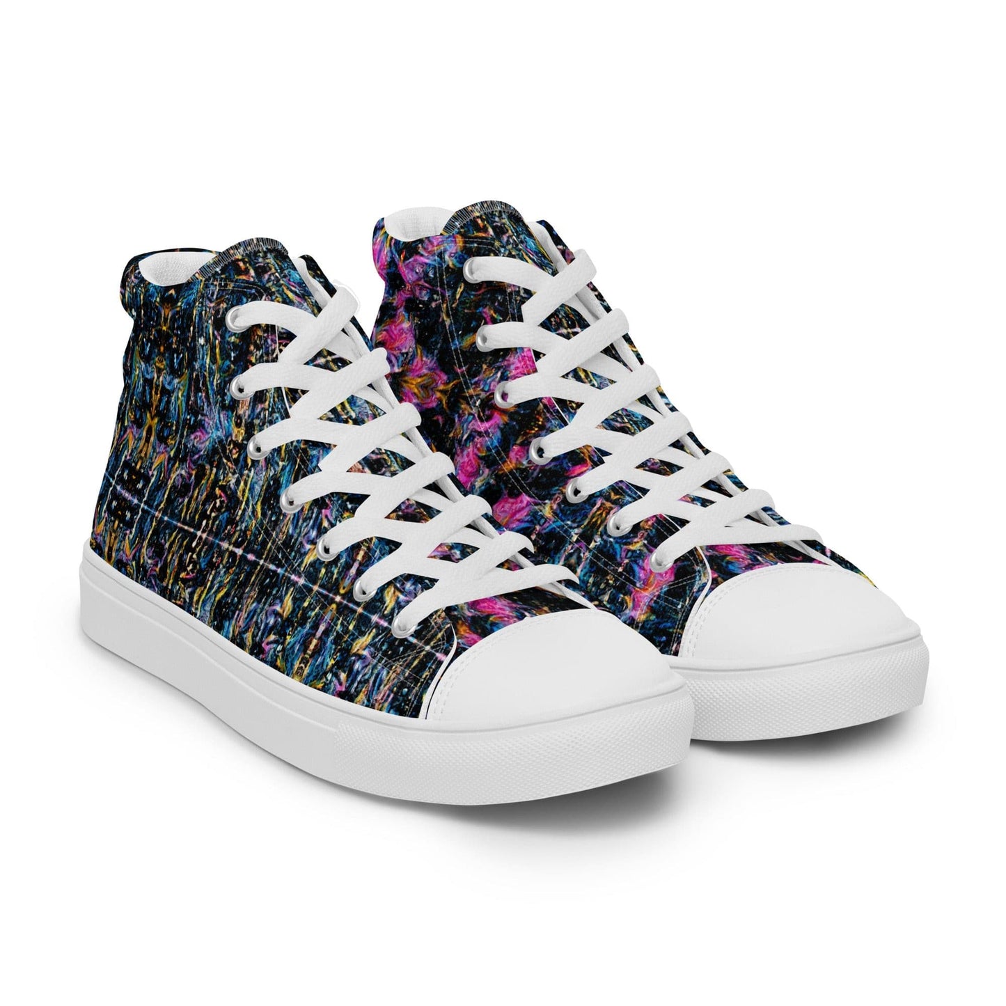 Pink Flames Dancing high top canvas shoes (Mens Sizing)