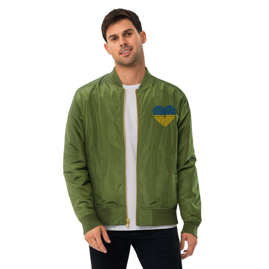Love to the Ukraine Premium recycled bomber jacket