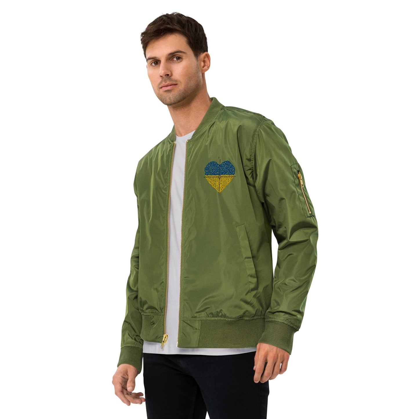 Love to the Ukraine Premium recycled bomber jacket