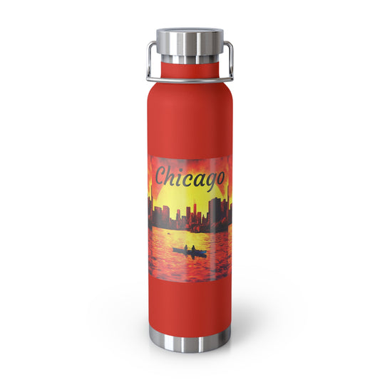 Chicago Skyline Sunset Copper Vacuum Insulated Bottle, 22oz