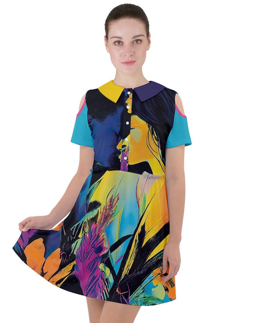 Sommer Lovers Short Sleeve Shoulder Cut Out Dress