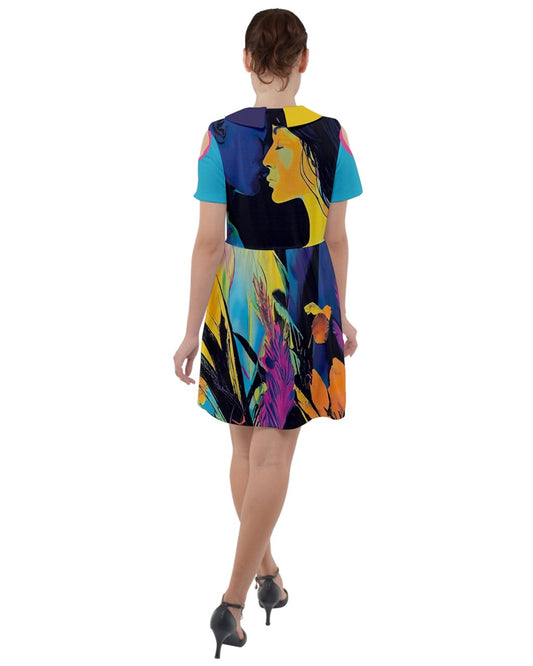 Sommer Lovers Short Sleeve Shoulder Cut Out Dress