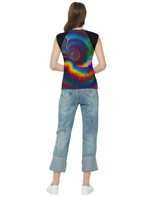 Curved Color Clouds Unisex Raglan Cap Sleeve T-Shirt