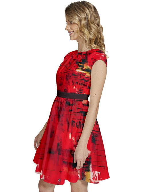 Rebel Cap Sleeve High Waist Dress