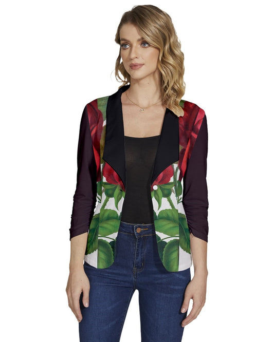 Passion Rose Women's One-Button 3/4 Sleeve Short Jacket
