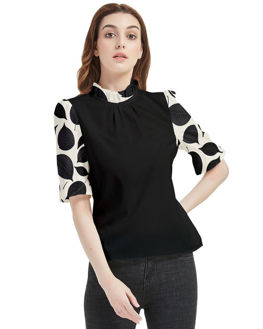 Black Chill Frill Neck Blouse